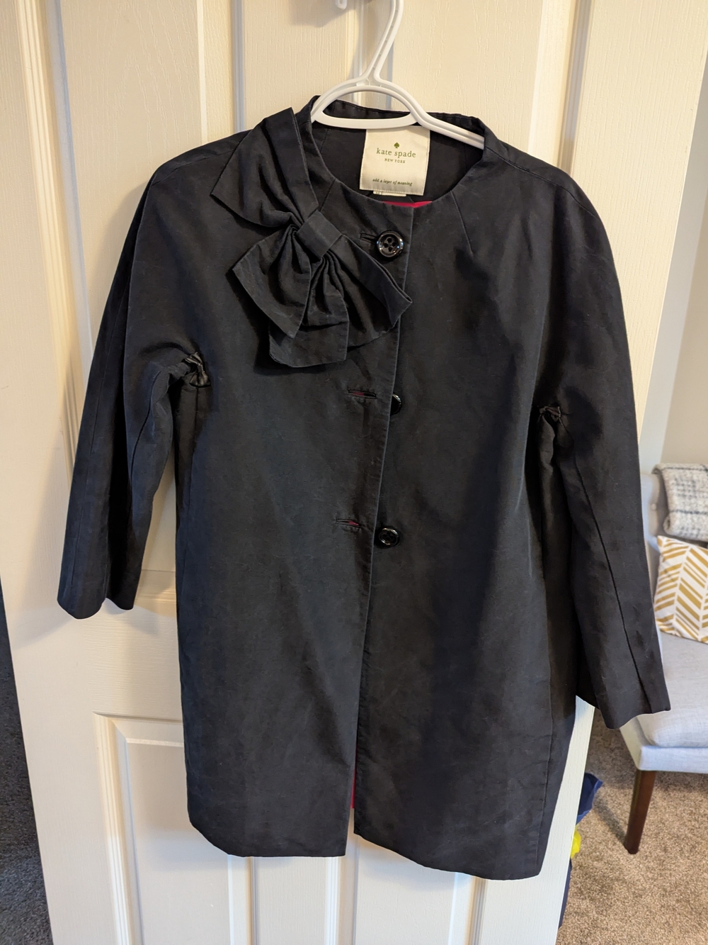 kate spade Black Bow-Accent Trench Coat